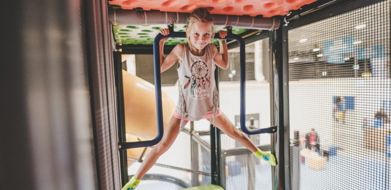 young girl playing in the young ninja park